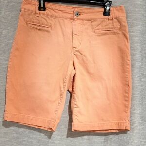 Chico's Peach Flat Front Cotton Shorts